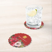 Rode roze waterverf florerend modern dubbel geluk kartonnen onderzetters (Insitu)