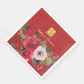 Rode roze waterverf florerend modern dubbel geluk servet (Hoek)