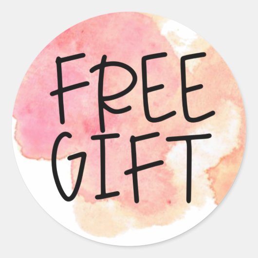 Rode roze waterverf gratis cadeausticker zonder ca ronde sticker (Voorkant)