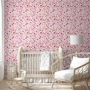Rode & Roze Waterverf Harten Behang