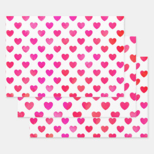 Rode roze Waterverf Harten Inpakpapier Vel