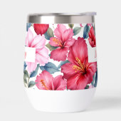 Rode Roze Waterverf Hibiscus Bloemen (Links)