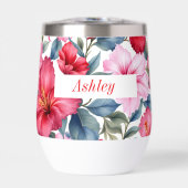 Rode Roze Waterverf Hibiscus Bloemen (Voorkant)