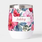 Rode Roze Waterverf Hibiscus Bloemen (Achterkant)