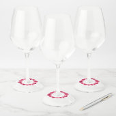 Rode roze waterverf met bloemen bruiloft wijnglaslabel (Set)