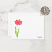 Rode roze Waterverf ventilator Notitiekaartje (Voorkant / Achterkant in situ)