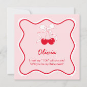 Rode Roze Wil je mijn bruidsmeisje zijn? Uitnodigi Kaart (Voorkant)