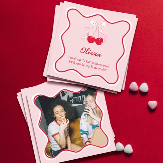 Rode Roze Wil Je Mijn Bruidsmeisje Zijn Uitnodigin Kaart