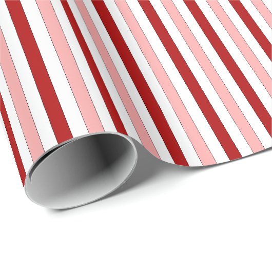 Rode Roze Witte Handgetekende Strepen Cadeaupapier (Rol Hoek)