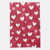 Rode Roze Witte Harten Theedoek (Verticaal)