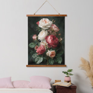 Rode Roze Witte Pioenrozen Waterverf Bloemen Bloes Hangend Wandkleed