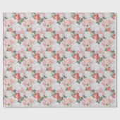 Rode Roze Witte Rozen Bloemachtige Bruiloftsdouche Cadeaupapier (Vlak)