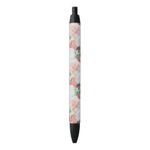 Rode Roze Witte Rozen Bloemen Zwarte Inkt Pen