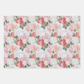 Rode Roze Witte Rozen Bloemrijke Bruids Bruiloft Inpakpapier Vel (Voorkant)