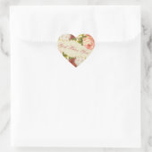 Rode roze witte rozen lentevloerbloemen Ecru Lace Hart Sticker (Tas)