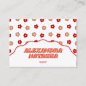 Rode Roze Y2K Bloem Handgemaakte Kleding Visitekaartje (Voorkant)