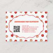 Rode Roze Y2K Bloem Handgemaakte Kleding Visitekaartje (Achterkant)