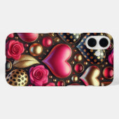 RODE ROZE ZWART GOUD VALENTIJN HARTEN Case-Mate iPhone CASE (Achterkant (horizontaal))