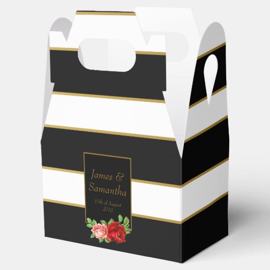 Rode roze, zwart, witte en gouden streep - bedankdoosjes (Geopend)