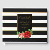 Rode roze, zwart, witte en gouden streep - gastenboek (Voorkant)