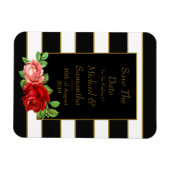 Rode roze, zwart, witte en gouden streep - magneet (Horizontaal)