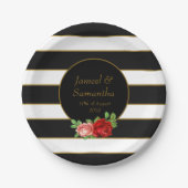 Rode roze, zwart, witte en gouden streep - papieren bordje (Voorkant)
