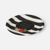 Rode roze, zwart, witte en gouden streep - papieren bordje (Gekanteld)