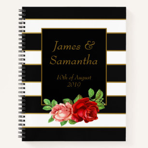 Rode roze, zwart, witte en gouden streep - planner notitieboek