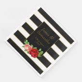 Rode roze, zwart, witte en gouden streep - servet (Hoek)