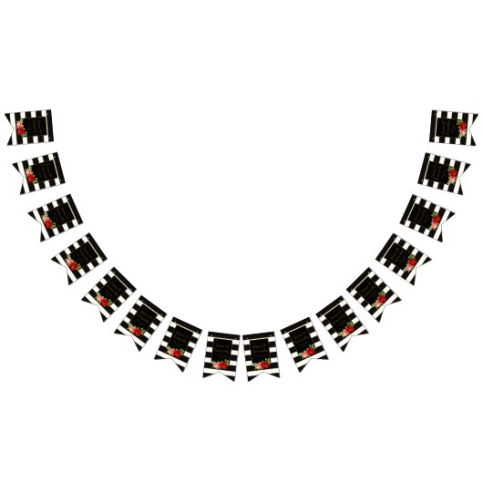 Rode roze, zwart, witte en gouden streep - vlaggetjes (Alle)