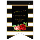 Rode roze, zwart, witte en gouden streep - vlaggetjes (Tweede vlag)