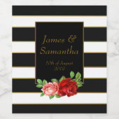 Rode roze, zwart, witte en gouden streep - wijn etiket (Enkel label)