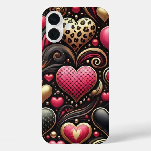 RODE ROZE ZWARTE GOUDEN VALENTIJNSHARTEN Case-Mate iPhone CASE (Achterkant)