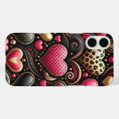 RODE ROZE ZWARTE GOUDEN VALENTIJNSHARTEN Case-Mate iPhone CASE (Achterkant (horizontaal))