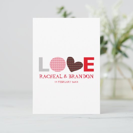 rode roze zwarte liefdesbrief BESPAAR de data Save The Date (Staand voorkant)