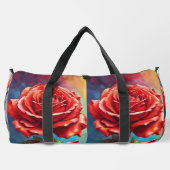 Rode rozeachtige Rozen grote plunjezak (Achterkant)