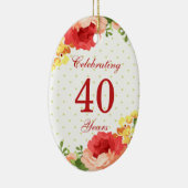 Rode rozen 40e bruiloft Jubileum-versiering Keramisch Ornament (Rechts)