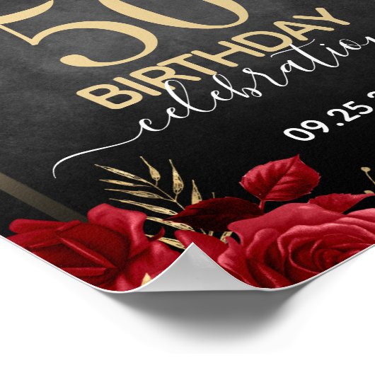 Rode rozen 50e verjaardag Poster (Hoek)