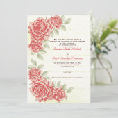  rode rozen, aangepaste huwelijksuitnodiging kaart (Staand voorkant)