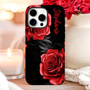 Rode Rozen Aangepaste Naam iPhone 16 Pro Hoesje