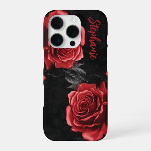 Rode Rozen Aangepaste Naam iPhone Hoesje (Achterkant)