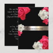 Rode Rozen, Aangepaste Quinceanera Uitnodiging (Voorkant / Achterkant)