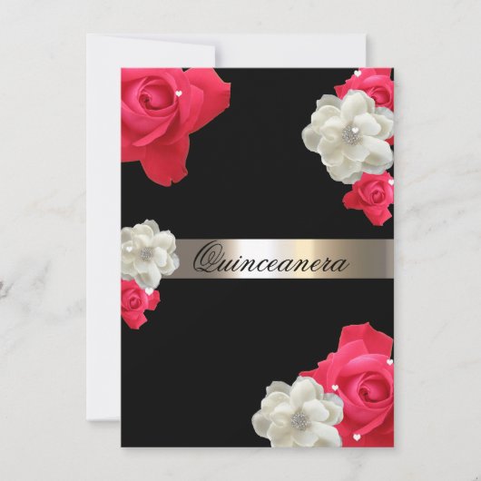 Rode Rozen, Aangepaste Quinceanera Uitnodiging (Voorkant)
