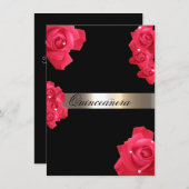 Rode Rozen, Aangepaste Quinceanera Uitnodiging (Voorkant / Achterkant)