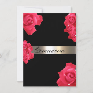 Rode Rozen, Aangepaste Quinceanera Uitnodiging
