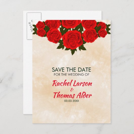 Rode rozen aankondigingskaart (Voorkant / Achterkant)