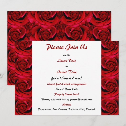 Rode rozen - aanpasbare sjabloon kaart (Voorkant / Achterkant)