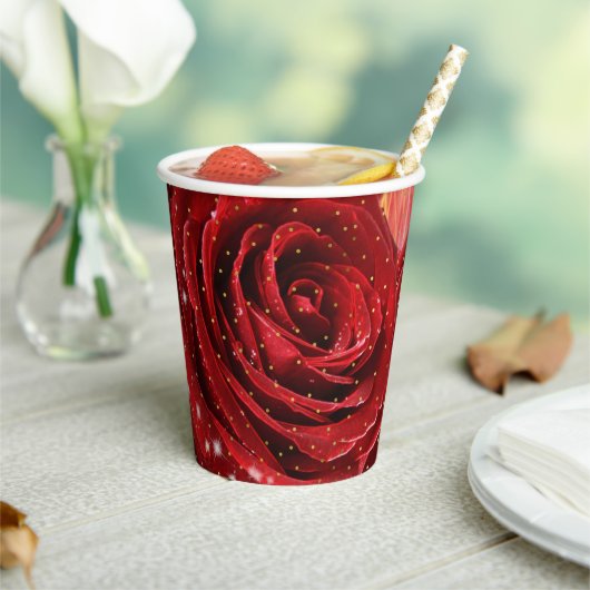 Rode Rozen Abstract Gelegenheid Papieren Bekers (Insitu)