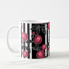 Rode rozen, abstracte bloemen, bloemen, bloempatro koffiemok