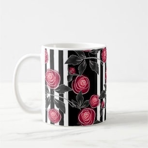 Rode rozen, abstracte bloemen, bloemen, bloempatro koffiemok